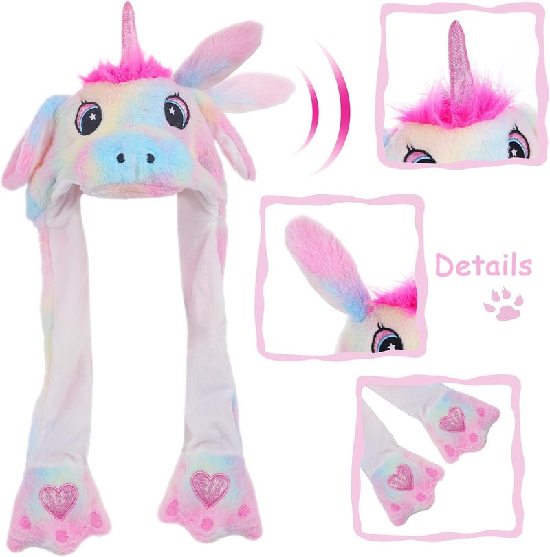 Audaisyly Funny Plush Rabbit Hat Ear Moving Jumping Hats, Cute LED Animal Beanie Cap for Women Girls Cosplay Party Holiday - Image 2